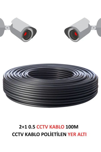 FURY 2+1 0.5mm Polietilen Yer Altı CCTV Kablo Güvenlik Kamera Kablosu 100m ürün görseli 1