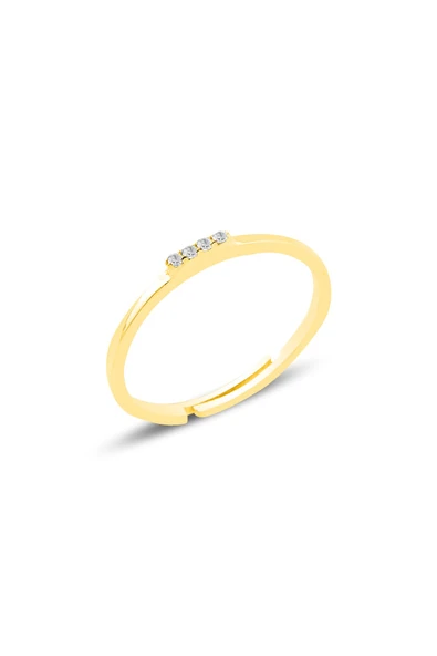 Gümüş altın yaldızlı zirkon taşlı ayarlamalı elegant gümüş yüzük SGTL10615GOLD ürün görseli 1