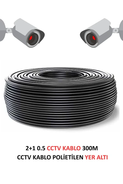 FURY 2+1 0.5mm Polietilen Yer Altı CCTV Kablo Güvenlik Kamera Kablosu 300m ürün görseli 1