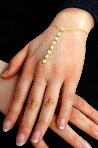 Gümüş altın yaldızlı zirkon taşlı yıldız modeli pullu şahmeran SGTL12814GOLD ürün görseli 1