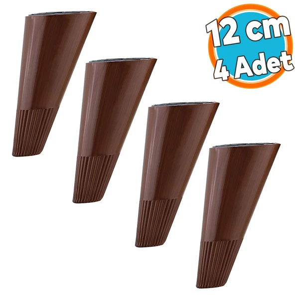 Ahşap Desenli Ayak Açılı Konik 12 cm Mobilya Yükseltici Baza Ayağı Koltuk Kanepe Altı Ayak 4 Adet ürün görseli 1