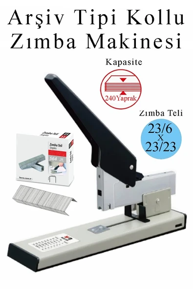 Büyük Boy Zımba Makinesi 1 Adet Arşiv Tipi Zımba Makinası 240 Yaprak Kapasiteli Zımba Teli Hediyeli Kollu Zımba Makinası ürün görseli 1