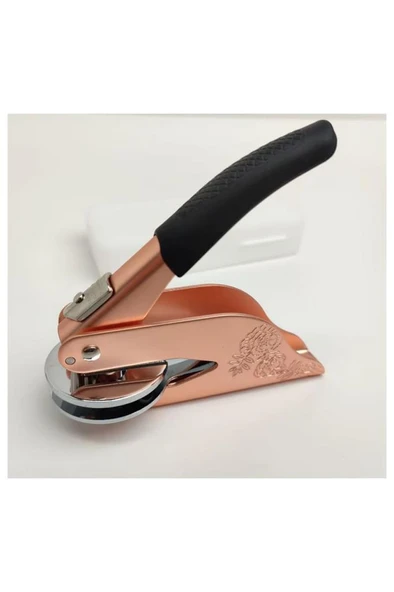 Soğuk Mühür Kabartma Damga Çelik Baskı Presi Lastik Sap Rosegold ürün görseli 1