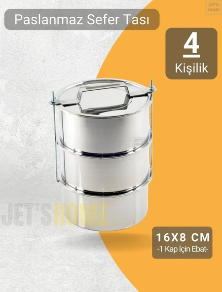 3’lü Sefer Tası 16x8 cm Yemek Taşıma Kabı Paslanmaz Çelik No:3 Kapasite 4 Kişilik ürün görseli 1
