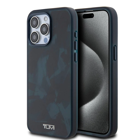 TUMI iPhone 15 Pro Max Kılıf TUMI Orjinal Lisanslı M-safe Şarj Özellikli Buzlanmış Saydam Fırça Kamuflajı Desenli Kapak ürün görseli 1