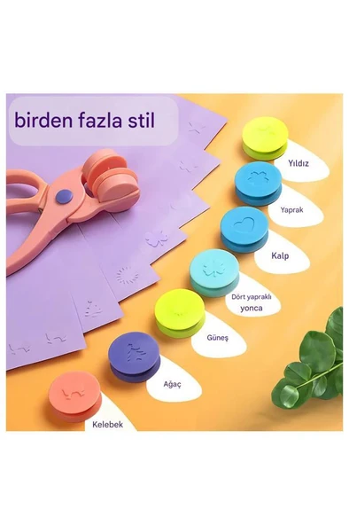 3D Kabartma Damga Makası 8 Desen Çocuk El Sanatları Anaokulu ürün görseli 1