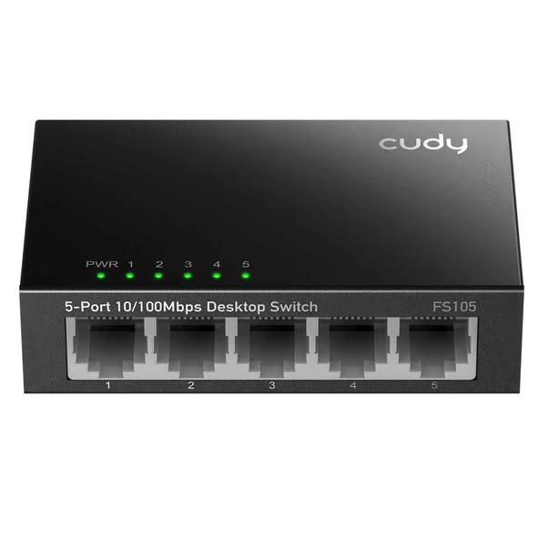 Cudy FS105 5Port 10/100Mbps Duvar Montajlı Metal Masaüstü Switch ürün görseli 1
