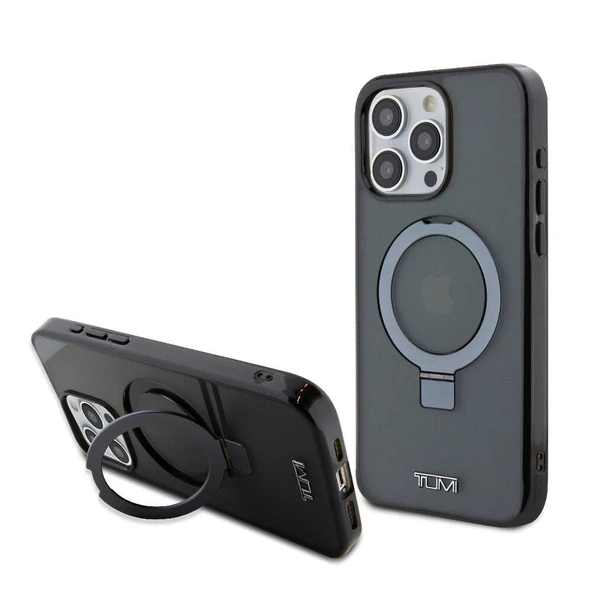TUMI iPhone 15 Pro Max Kılıf TUMI Orjinal Lisanslı M-safe Şarj Özellikli PC TPU Metal Logolu Ring Standlı Kapak ürün görseli 1
