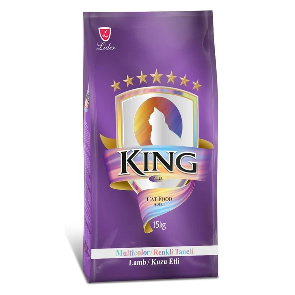 KING Multicolor Renkli Taneli Kuzu Etli Yetişkin Kedi Maması 15 kg ürün görseli 1