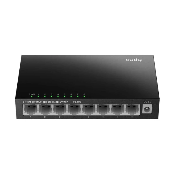 Cudy FS108 8Port 10/100Mbps Duvar Montajlı Metal Masaüstü Switch ürün görseli 1