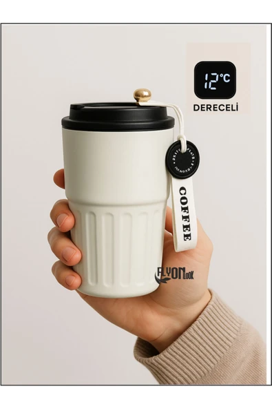 Dijital Led Göstergeli 316 L Palanmaz Çelik 400 ML Termos Kupa Bardak Çift Yalıtımlı Kahve Fincan ürün görseli 1