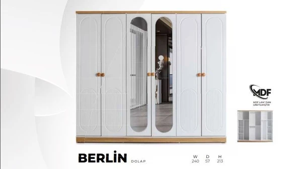 BERLİN MDF 6 KAPILI DOLAP ürün görseli 1
