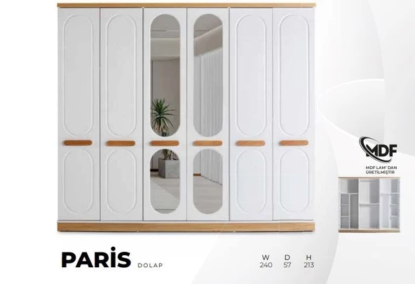 PARİS MDF 6 KAPILI DOLAP ürün görseli 1