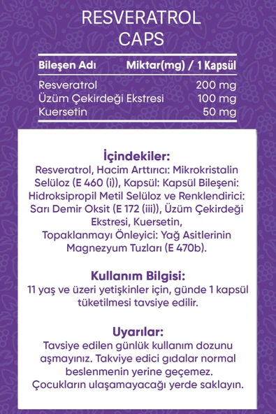 VİTİSFERA Resveratrol Caps 20 Kapsül - Resim 5
