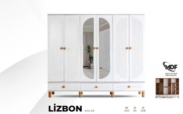 LİZBON MDF 6 KAPILI DOLAP ürün görseli 1