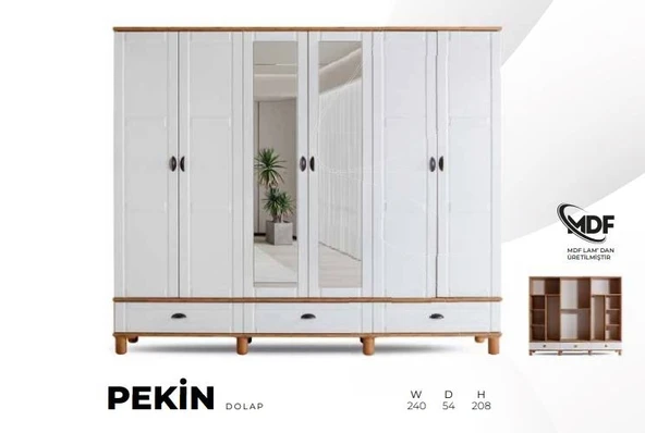 PEKİN MDF 6 KAPILI DOLAP ürün görseli 1