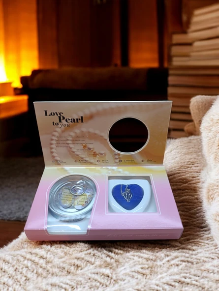 Love pearl istiridye içinde kutu açılımı inci kolye ürün görseli 1