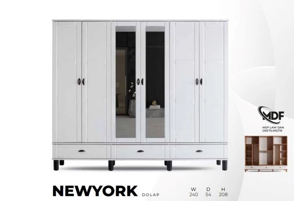 NEWYORK MDF 6 KAPILI DOLAP ürün görseli 1