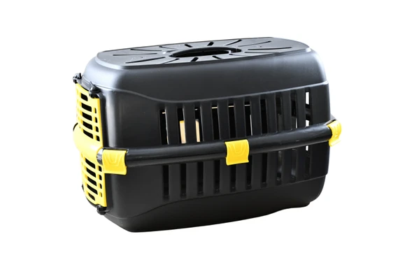 Petbox Kedi Taşıma Çantası Sarı Şeritli Siyah Renk ürün görseli 1