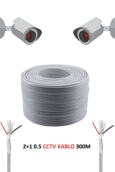 FURY Cctv Kablo Güvenlik Kamera Kablosu 2+1 0.50mm 300m Metre ürün görseli 1