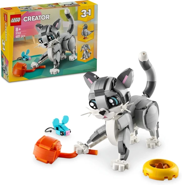 LEGO Creator 3’ü 1 Arada Oyunbaz Kedi 31163-8 Yaş ve Üzeri Çocuklar için Köpek veya Güvercin Figürüne Dönüşebilen Oyunca ürün görseli 1