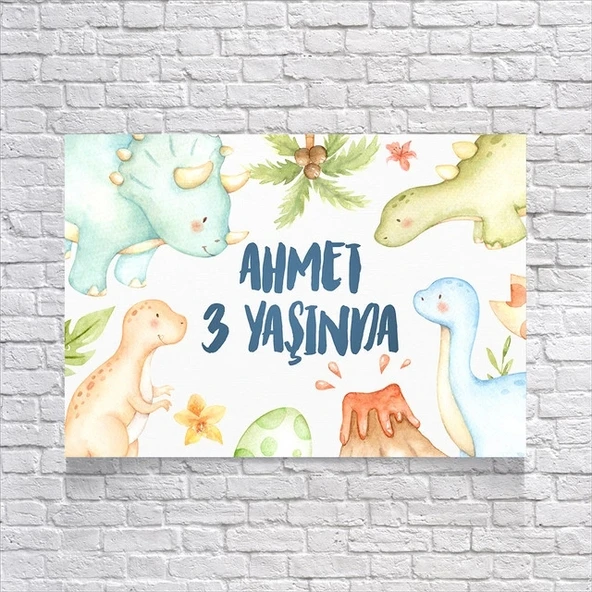 Dinazor Temalı Doğum Günü Afişi 100x150 Cm ürün görseli 1