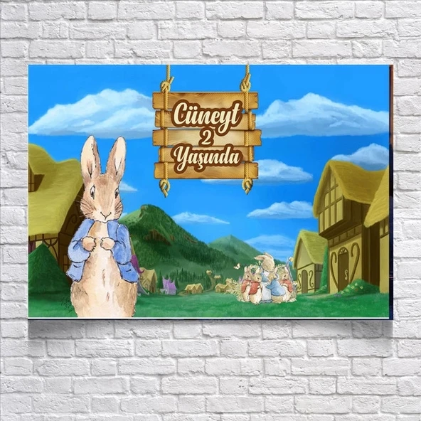 Tavşan Temalı Doğum Günü Afişi 35x50 Cm ürün görseli 1