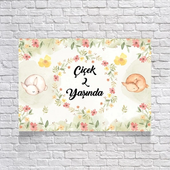Çiçek Temalı Doğum Günü Afişi 35x50 Cm ürün görseli 1