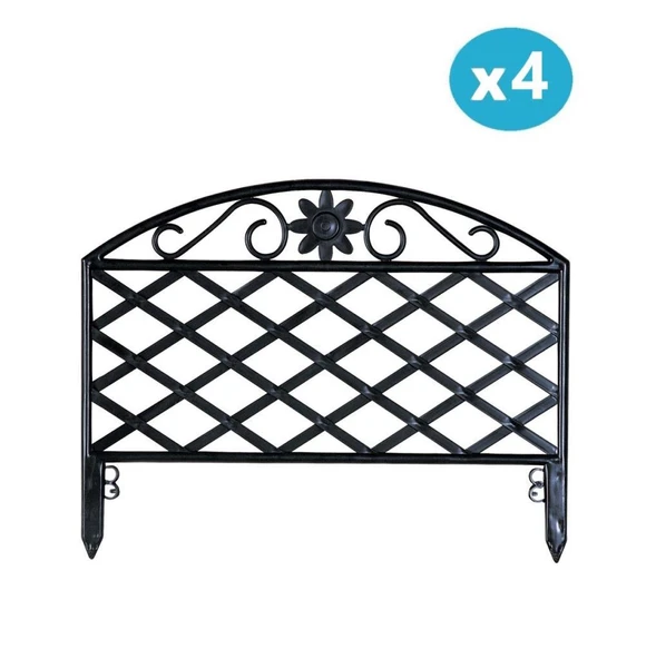 Omnipazar SY-5994 Lattice Plastik Bahçe Çiti Siyah 45x34 cm 4'lü Set ürün görseli 1