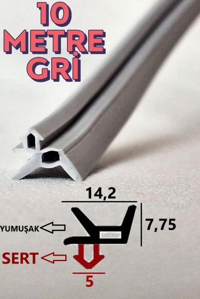 BABAWİCK  TPE'den Üretilmiş Bütün Markalara Uyumlu Pen Kapı Pencere Fitili İnce 10 Metre Gri ürün görseli 1