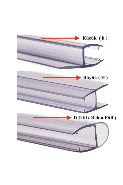 BABAWİCK  Plastik Cam Balkon Fitili Çıtası Büyük H, Küçük H Ve D Fitil 1 Metre . ürün görseli 1