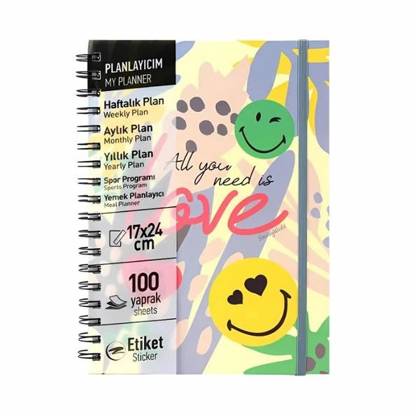 Mynote Smiley Spiralli Defter A5 (17x25) Kraft Kapak, Çizgili, 100 Yaprak ürün görseli 1
