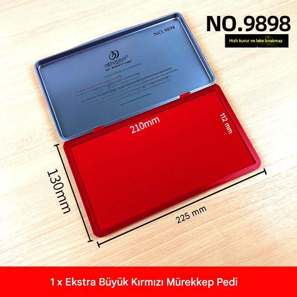 El Istampası Büyük Boy 225*130mm Kırmızı Mürekkep Pedi  9898 ürün görseli 1