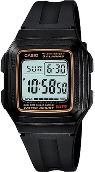 CASIO F-201WA-9ADF SİYAH SİLİKON KORDON DİJİTAL ERKEK KOL SAATİ ürün görseli 1