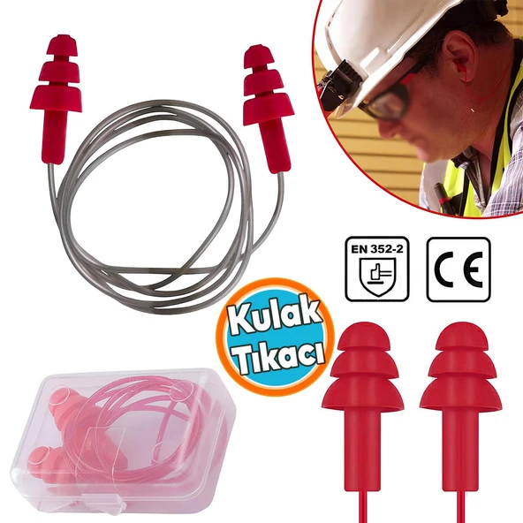 Yıkanabilir Kulak Tıkacı 23 Db İpli Tıkaç TPE Gürültü Ses Önleyici Yüzme Su Kaçma Kulak Koruyucu ürün görseli 1