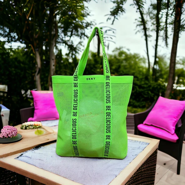 DKN-Donna Karan Fileli-Plaj-Çantası-Genişlik-42-Derinlik-43-cm büyük boy VİNTAGE ürün görseli 1