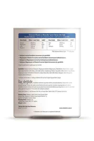 Vitabiotics Osteocare 90 Tablet - Resim 3