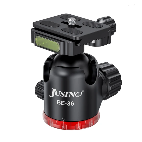 JUSINO BE-36 Profesyonel Tripod Kafası - 12 kg Taşıma Kapasitesi - CNC Alüminyum - Panoramik Hareket - Arca-Swiss Uyumlu ürün görseli 1