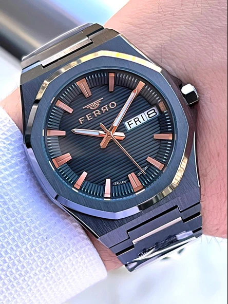 Ferro Çelik Kordon Nişan Ve Damat Saati Olarak ITALIAN DESIGN 3 Atm Erkek Kol Saati EFM40136-A4 ürün görseli 1