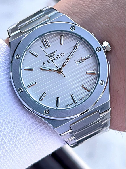 Ferro Çelik Kordon Nişan Ve Damat Saati Olarak ITALIAN DESIGN 3 Atm Erkek Kol Saati EFM40147-A3 ürün görseli 1