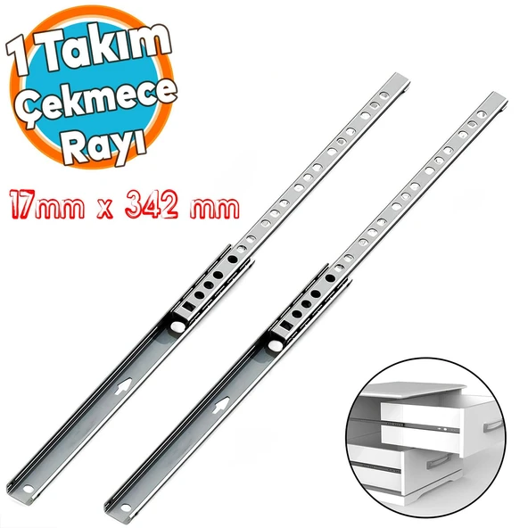 Teleskopik İnce Bilyeli Bilyalı Dolap Çekmece Rayı Sürgüsü Metal En 1.7 cm 17 mm Uzunluk 34.2 cm ürün görseli 1