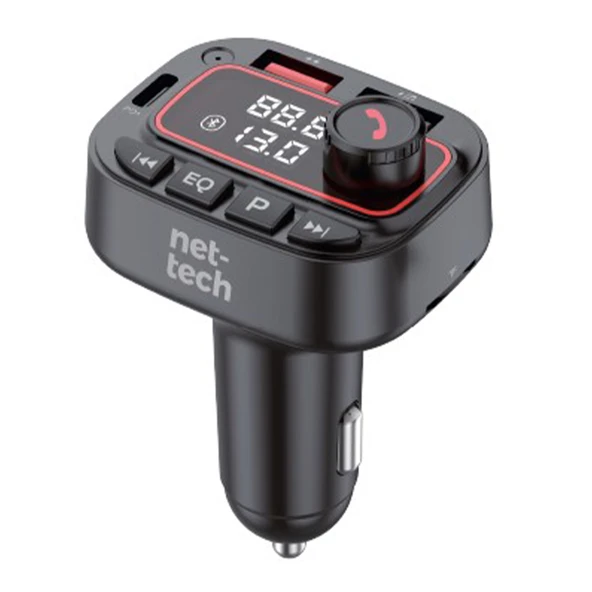 Nettech NT-CCH01 30W Bluetooth FM Transmitter Araç Şarj Aleti (Siyah) ürün görseli 1