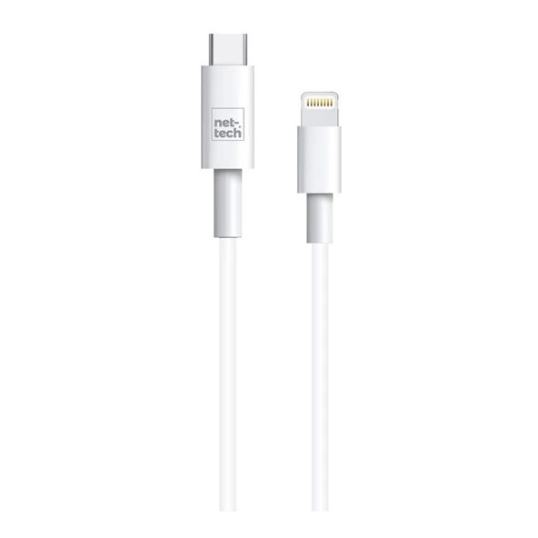 Nettech NT-DC10 2.4A Plastik 100 Cm Type-C To Lightning Şarj ve Data Kablosu (Beyaz) ürün görseli 1
