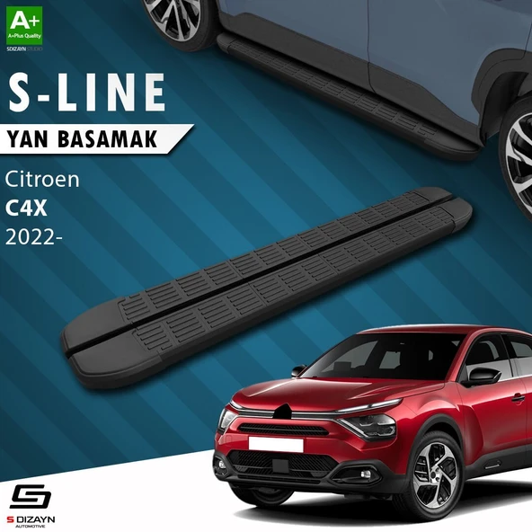S-Dizayn Citroen C4 X S-Line Siyah Yan Basamak 183 Cm 2022 Üzeri A+ Kalite ürün görseli 1