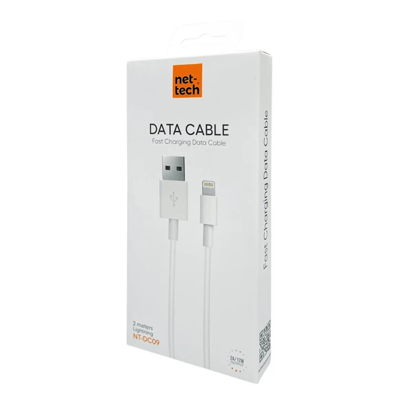 Nettech NT-DC09 2.4A Plastik 200 Cm Lightning Şarj ve Data Kablosu (Beyaz) - Resim 3