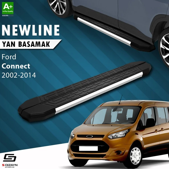 S-Dizayn Ford Connect Uzun Şase NewLine Krom Yan Basamak 203 Cm 2002-2014 A+ Kalite ürün görseli 1