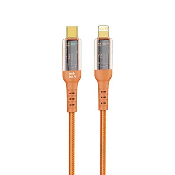Nettech NT-DC35 30W Plastik 100 Cm Type-C To Lightning Şarj ve Data Kablosu (Turuncu) ürün görseli 1
