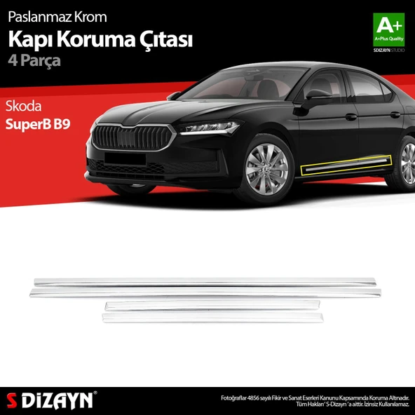 S-Dizayn Skoda SuperB B9 Krom Kapı Koruma Çıtası 2024 Üzeri A+ Kalite ürün görseli 1