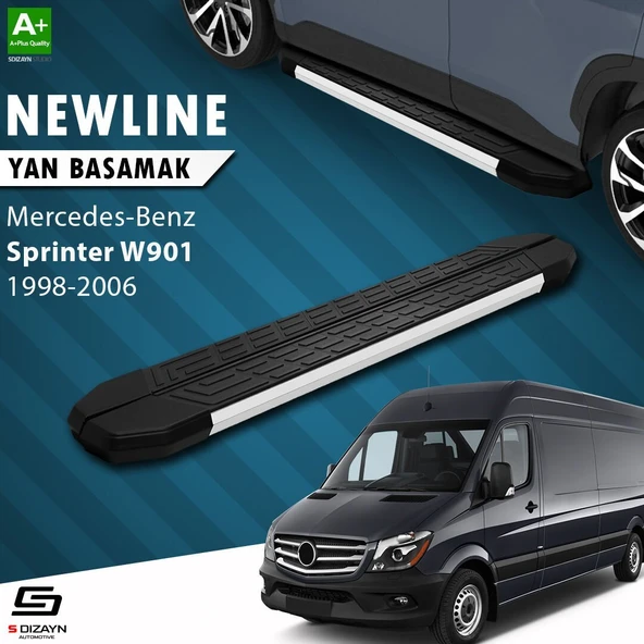 S-Dizayn Mercedes Sprinter W901 Orta Şase NewLine Aluminyum Yan Basamak 263 Cm 1998-2006 A+ Kalite ürün görseli 1