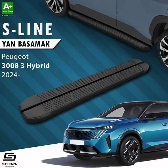 S-Dizayn Peugeot 3008 3 Hybrid S-Line Siyah Yan Basamak 183 Cm 2024 Üzeri A+ Kalite ürün görseli 1